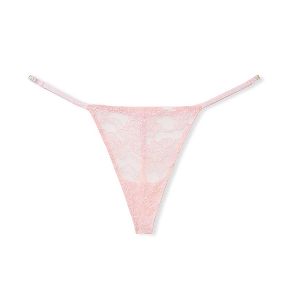 NEW Victoria’s Secret VERY SEXY Shine Strap Lace V-String Panty Pretty Blossom - Picture 4 of 5